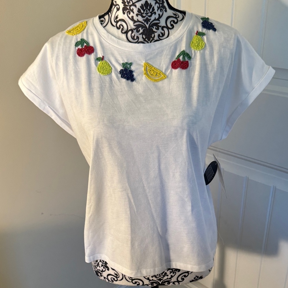 Embroidered White Women's Crop Top NWT